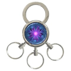 Blown Glass Flower Of An Electricblue Fractal Iris 3-ring Key Chains by jayaprime