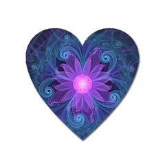 Blown Glass Flower Of An Electricblue Fractal Iris Heart Magnet by jayaprime