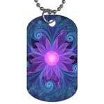 Blown Glass Flower of an ElectricBlue Fractal Iris Dog Tag (One Side) Front