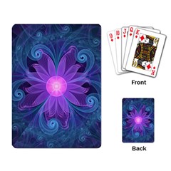 Blown Glass Flower Of An Electricblue Fractal Iris Playing Card by jayaprime