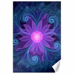 Blown Glass Flower Of An Electricblue Fractal Iris Canvas 24  X 36  by jayaprime