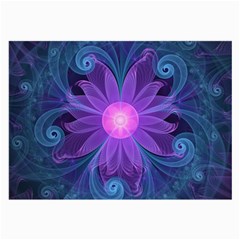 Blown Glass Flower Of An Electricblue Fractal Iris Large Glasses Cloth (2-side) by jayaprime