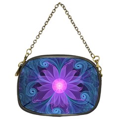 Blown Glass Flower Of An Electricblue Fractal Iris Chain Purses (one Side)  by jayaprime