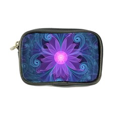 Blown Glass Flower Of An Electricblue Fractal Iris Coin Purse by jayaprime