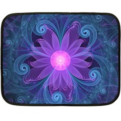 Blown Glass Flower Of An Electricblue Fractal Iris Double Sided Fleece Blanket (mini)  by jayaprime