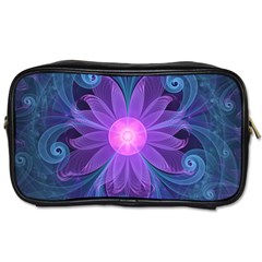 Blown Glass Flower Of An Electricblue Fractal Iris Toiletries Bags by jayaprime