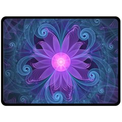 Blown Glass Flower Of An Electricblue Fractal Iris Fleece Blanket (large)  by jayaprime