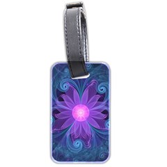 Blown Glass Flower Of An Electricblue Fractal Iris Luggage Tags (two Sides) by jayaprime