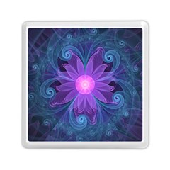 Blown Glass Flower Of An Electricblue Fractal Iris Memory Card Reader (square)  by jayaprime