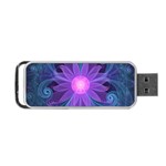 Blown Glass Flower of an ElectricBlue Fractal Iris Portable USB Flash (One Side) Front