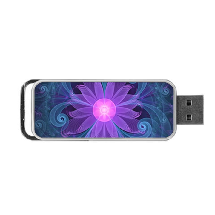 Blown Glass Flower of an ElectricBlue Fractal Iris Portable USB Flash (One Side)