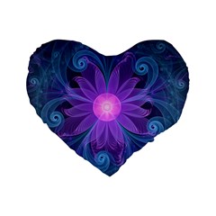 Blown Glass Flower Of An Electricblue Fractal Iris Standard 16  Premium Heart Shape Cushions by jayaprime