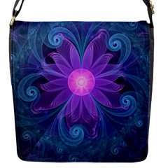 Blown Glass Flower Of An Electricblue Fractal Iris Flap Messenger Bag (s) by jayaprime