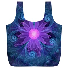 Blown Glass Flower Of An Electricblue Fractal Iris Full Print Recycle Bags (l)  by jayaprime