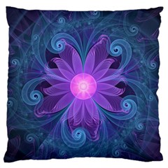 Blown Glass Flower Of An Electricblue Fractal Iris Standard Flano Cushion Case (two Sides) by jayaprime