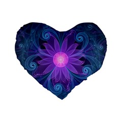 Blown Glass Flower Of An Electricblue Fractal Iris Standard 16  Premium Flano Heart Shape Cushions by jayaprime