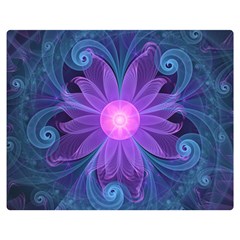 Blown Glass Flower Of An Electricblue Fractal Iris Double Sided Flano Blanket (medium)  by jayaprime