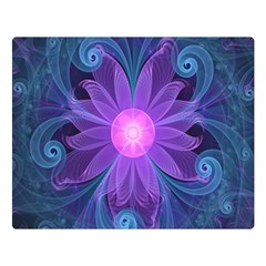 Blown Glass Flower Of An Electricblue Fractal Iris Double Sided Flano Blanket (large)  by jayaprime