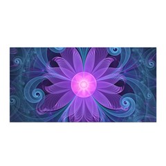 Blown Glass Flower Of An Electricblue Fractal Iris Satin Wrap by jayaprime