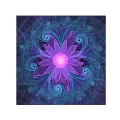 Blown Glass Flower Of An Electricblue Fractal Iris Small Satin Scarf (square) by jayaprime