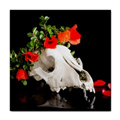 Animal Skull With A Wreath Of Wild Flower Tile Coasters