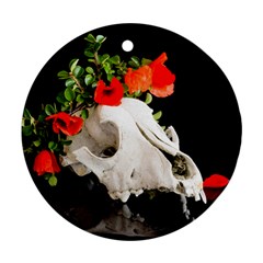 Animal Skull With A Wreath Of Wild Flower Ornament (round) by igorsin