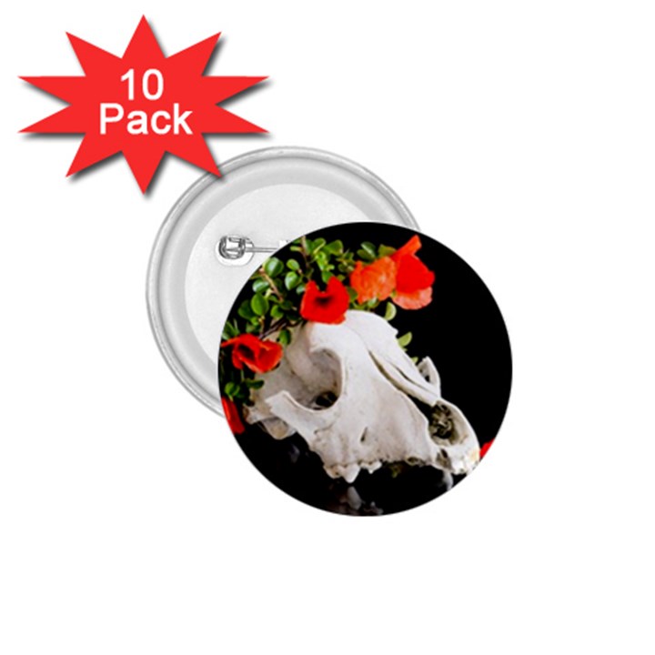 Animal skull with a wreath of wild flower 1.75  Buttons (10 pack)