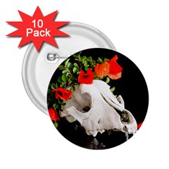 Animal Skull With A Wreath Of Wild Flower 2 25  Buttons (10 Pack)  by igorsin