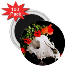 Animal Skull With A Wreath Of Wild Flower 2 25  Magnets (100 Pack) 