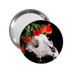 Animal Skull With A Wreath Of Wild Flower 2 25  Handbag Mirrors