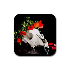 Animal Skull With A Wreath Of Wild Flower Rubber Square Coaster (4 Pack)  by igorsin