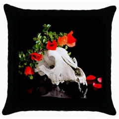 Animal Skull With A Wreath Of Wild Flower Throw Pillow Case (black) by igorsin