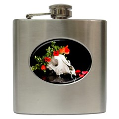 Animal Skull With A Wreath Of Wild Flower Hip Flask (6 Oz)