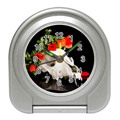 Animal Skull With A Wreath Of Wild Flower Travel Alarm Clocks