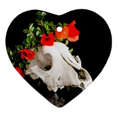 Animal Skull With A Wreath Of Wild Flower Heart Ornament (two Sides) by igorsin