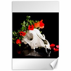 Animal Skull With A Wreath Of Wild Flower Canvas 12  X 18  