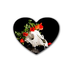 Animal Skull With A Wreath Of Wild Flower Rubber Coaster (heart)  by igorsin