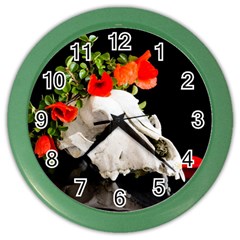 Animal Skull With A Wreath Of Wild Flower Color Wall Clocks