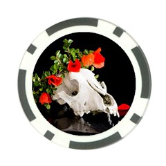 Animal Skull With A Wreath Of Wild Flower Poker Chip Card Guard