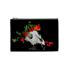 Animal Skull With A Wreath Of Wild Flower Cosmetic Bag (medium) 