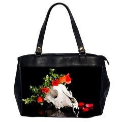 Animal Skull With A Wreath Of Wild Flower Office Handbags (2 Sides) 