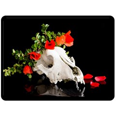 Animal Skull With A Wreath Of Wild Flower Fleece Blanket (large) 