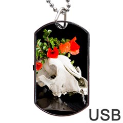 Animal Skull With A Wreath Of Wild Flower Dog Tag Usb Flash (one Side) by igorsin