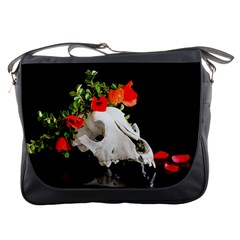 Animal Skull With A Wreath Of Wild Flower Messenger Bags