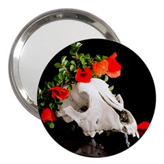 Animal Skull With A Wreath Of Wild Flower 3  Handbag Mirrors