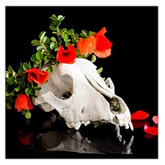 Animal Skull With A Wreath Of Wild Flower Large Satin Scarf (square)