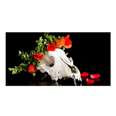 Animal Skull With A Wreath Of Wild Flower Satin Shawl