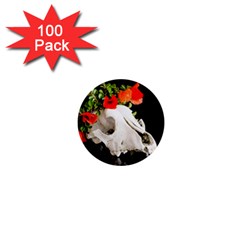 Animal Skull With A Wreath Of Wild Flower 1  Mini Button (100 Pack)  by igorsin