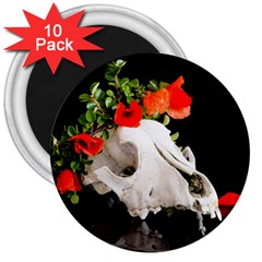 Animal Skull With A Wreath Of Wild Flower 3  Magnet (10 Pack) by igorsin