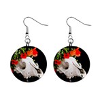 Animal skull with a wreath of wild flower 1  Button Earrings Front